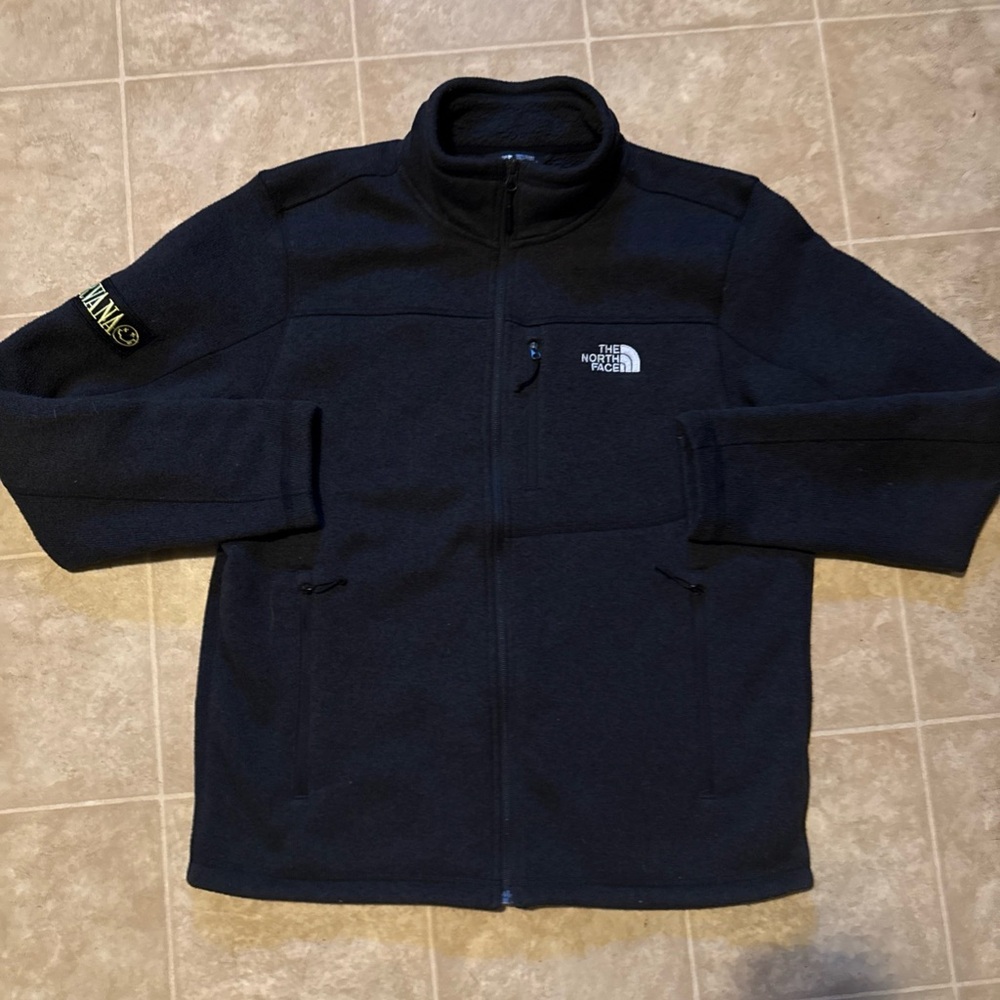 The North face NIRVANA full zip heavy charcoal fleece jacket